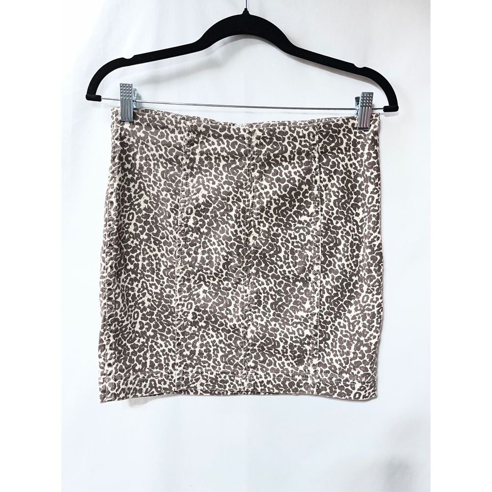 Free People Leopard Print Mini Skirt Brown Tan Animal Cheetah High Waist Size‎ 8